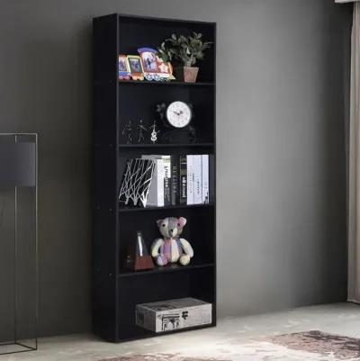 Modern 5-Shelf Bookcase in Wood Finish