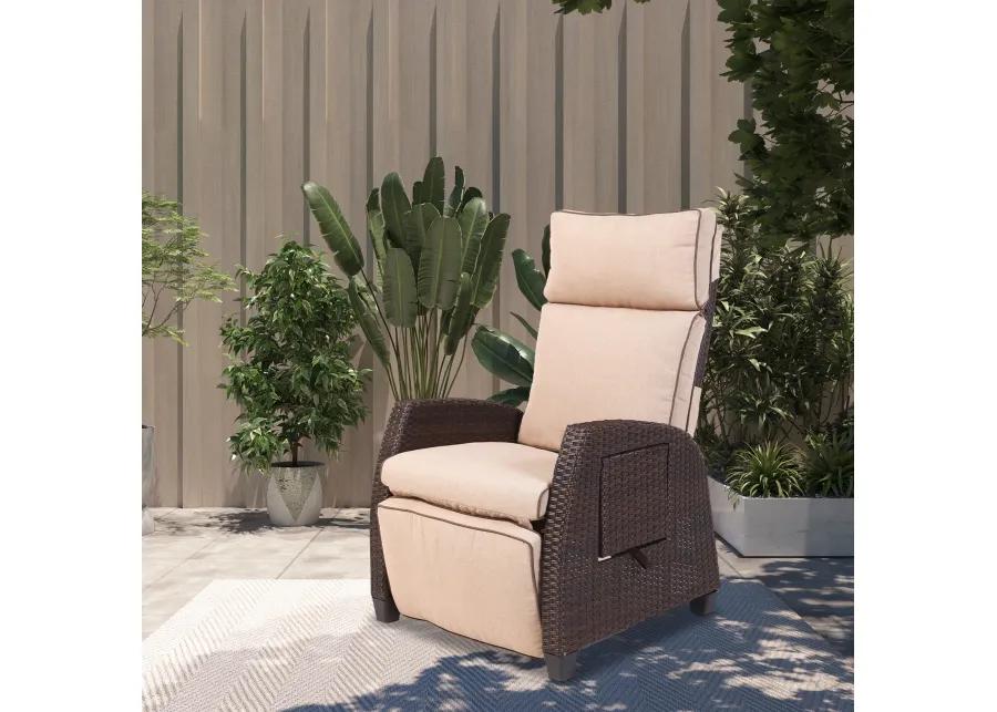 MONDAWE Outdoor Recliner PE Wicker Aluminum Frame Adjustable Lounge Chair with Cushion