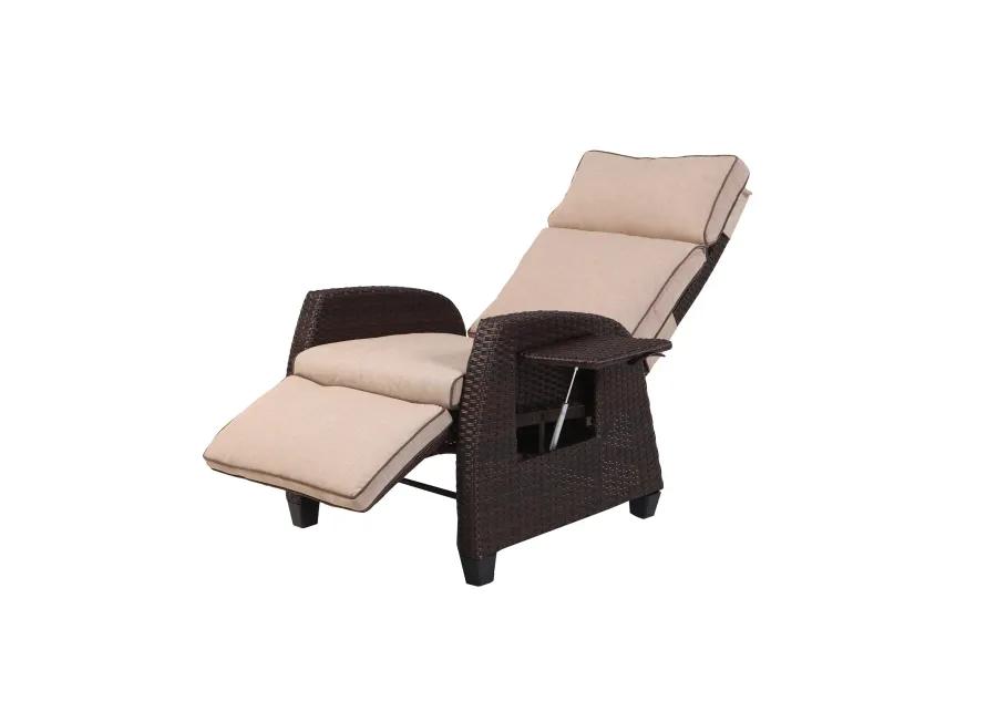 MONDAWE Outdoor Recliner PE Wicker Aluminum Frame Adjustable Lounge Chair with Cushion