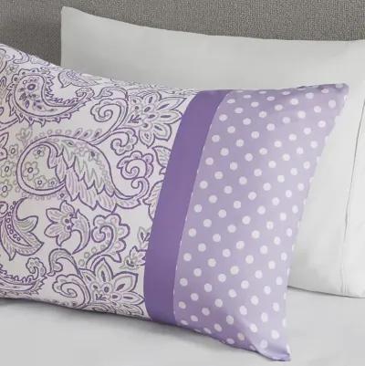 Gracie Mills Lilibeth Striped motif of Floral Paisley and Polka dots Printed Comforter Set -Queen