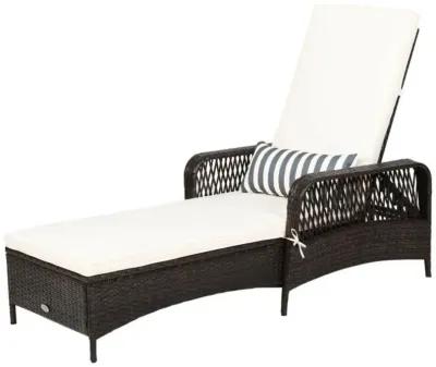 Hivvago Patio Wicker Chaise Lounge Chair with Pillow and Adjustable Backrest with Cushion