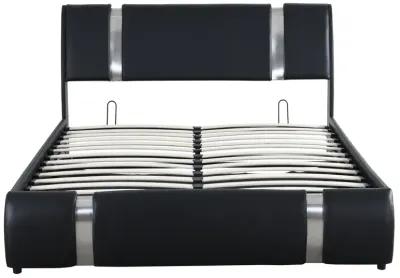 Queen Size Upholstered PU Leather Platform bed with a Hydraulic Storage System