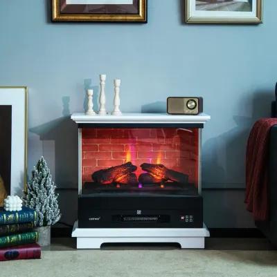 27-Inch Freestanding Electric Fireplace with 3-Level Vivid Flame and Adjustable Thermostat