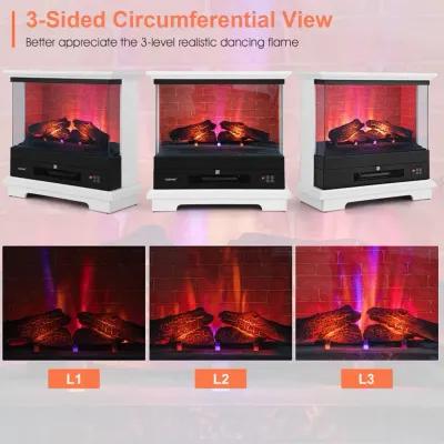 27-Inch Freestanding Electric Fireplace with 3-Level Vivid Flame and Adjustable Thermostat