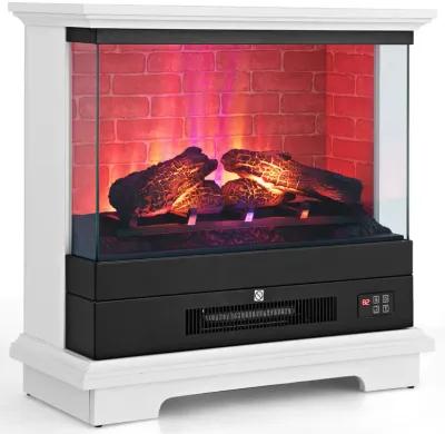 27-Inch Freestanding Electric Fireplace with 3-Level Vivid Flame and Adjustable Thermostat