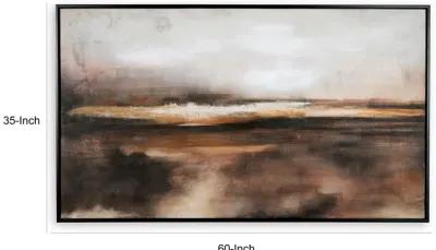 35 x 60 Inch Wall Art, Hand Painted Abstract Landscape, Black Brown Finish - Benzara