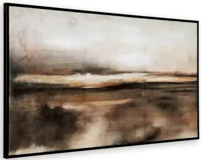 35 x 60 Inch Wall Art, Hand Painted Abstract Landscape, Black Brown Finish - Benzara