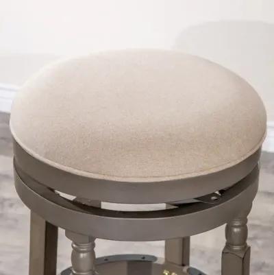 Palmer Lake 30" Barstool, Weathered Gray Finish, Beige Fabric Seat