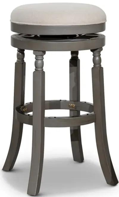 Palmer Lake 30" Barstool, Weathered Gray Finish, Beige Fabric Seat