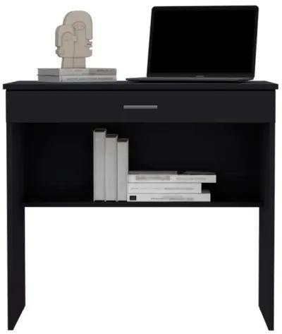 Montana Storage Desk, Spacious Stylish with Drawer and Shelf, Black -Office