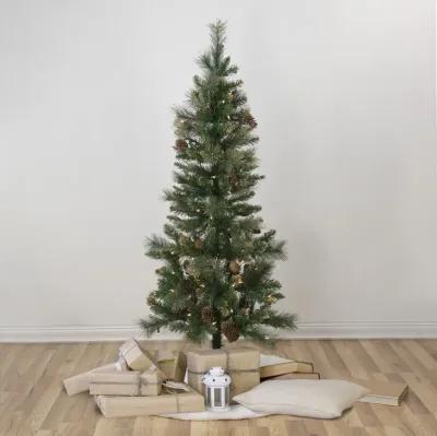 4.5' Pre-Lit Yorkshire Pine Pencil Artificial Christmas Tree  Clear Lights