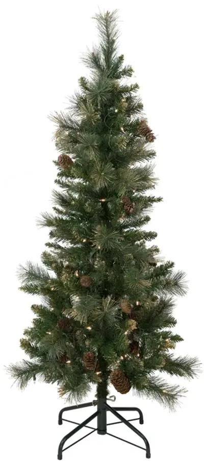 4.5' Pre-Lit Yorkshire Pine Pencil Artificial Christmas Tree  Clear Lights