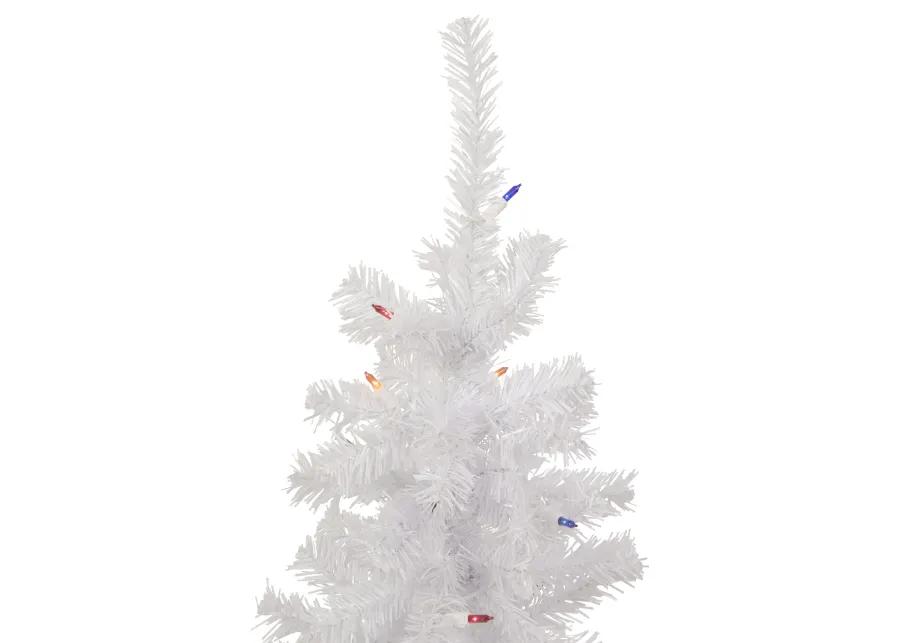 3' Pre-Lit Woodbury White Pine Slim Artificial Christmas Tree  Multi Lights