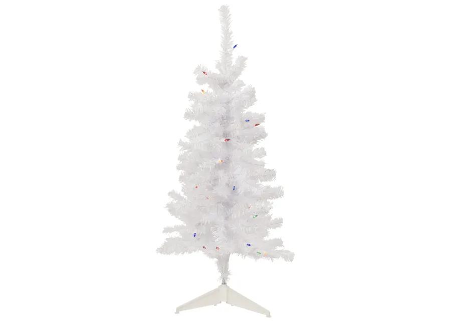 3' Pre-Lit Woodbury White Pine Slim Artificial Christmas Tree  Multi Lights