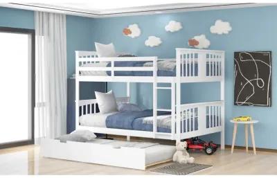 Full Over Full Bunk Bed With Twin Size Trundle And Ladder