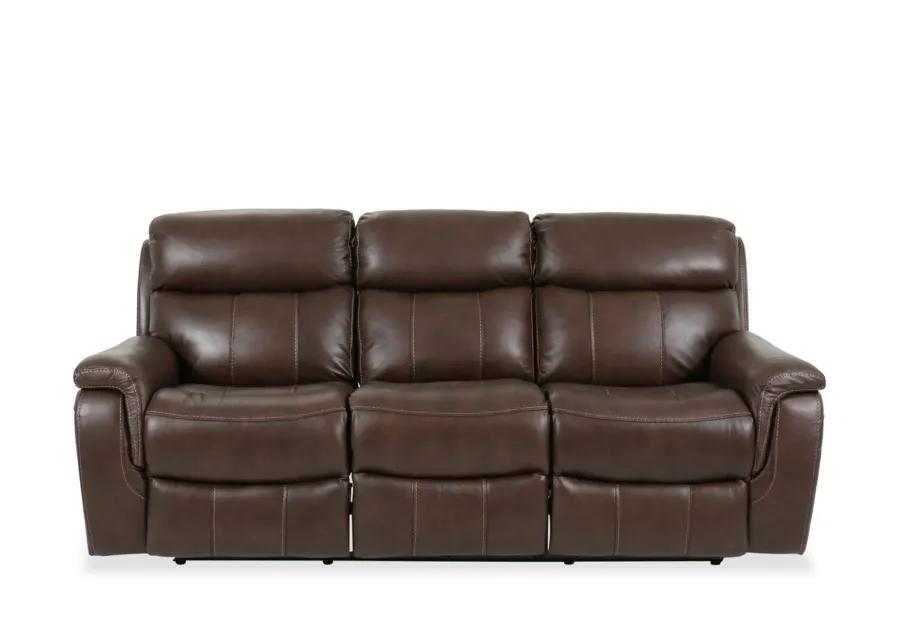 Leather Roll Arm Power Reclining Sofa