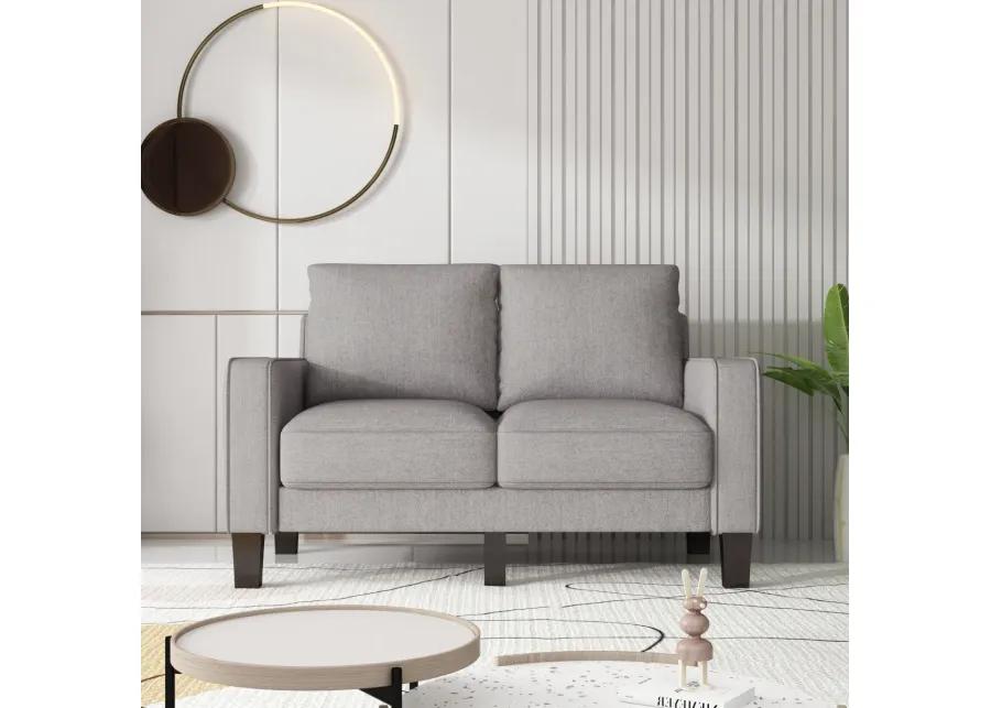 Modern Living Room Furniture Loveseat in Light Grey Fabric