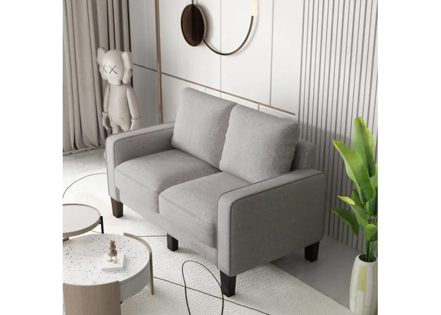 Modern Living Room Furniture Loveseat in Light Grey Fabric