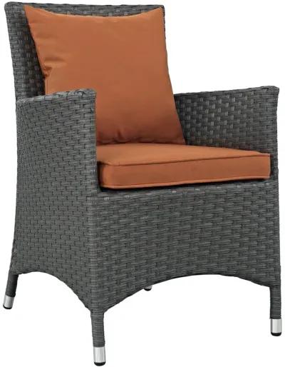 Modway Sojourn Wicker Rattan Outdoor Patio Sunbrella Fabric Dining Chair in Canvas Tuscan