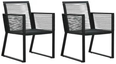 vidaXL Garden Chairs 2 pcs Black PVC Rattan