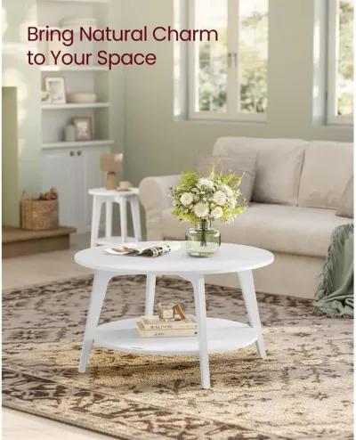 2-Tier Round Coffee Table with Stylish Design and Ample Storage