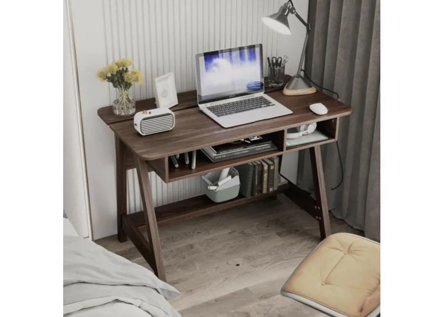 Mid Century Writing Desk with Storage Cubes and Hidden Compartment