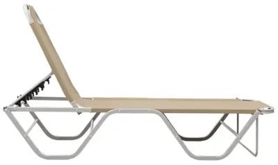 vidaXL Aluminium Sun Lounger with Textilene Fabric - Cream Modern Design Outdoor Furniture for Garden, Beach, Camping