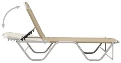 vidaXL Aluminium Sun Lounger with Textilene Fabric - Cream Modern Design Outdoor Furniture for Garden, Beach, Camping