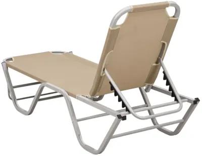 vidaXL Aluminium Sun Lounger with Textilene Fabric - Cream Modern Design Outdoor Furniture for Garden, Beach, Camping