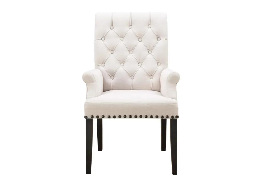 William Parson Side Dining Chair, Beige & Smokey Black-Benzara