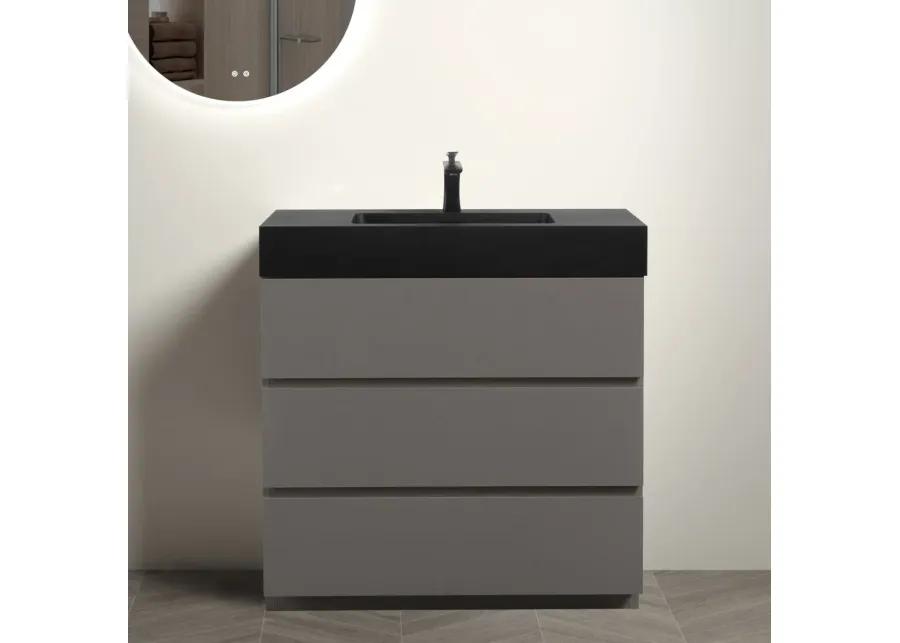 Alice 36" Gray Bathroom Vanity With Large Storage