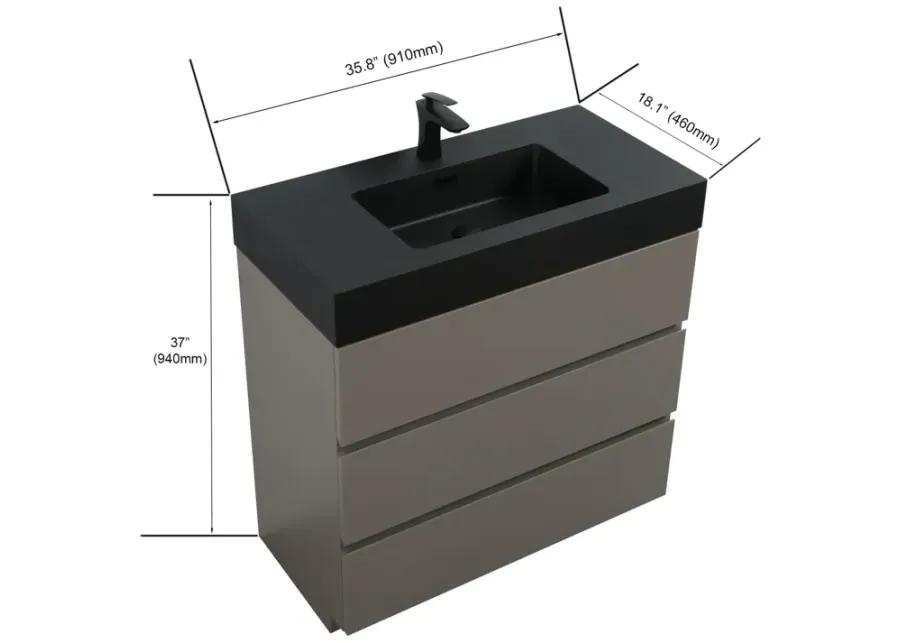 Alice 36" Gray Bathroom Vanity With Large Storage