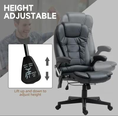 Black Heated Massage Office Chair: 6 Vibration Points, Recliner