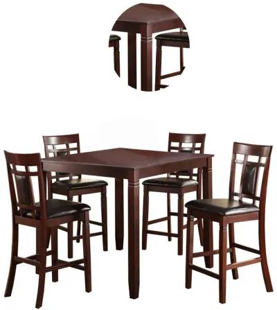 Swish Cashew Wood 5 Pieces Counter Height Dining Set In Brown-Benzara