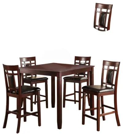 Swish Cashew Wood 5 Pieces Counter Height Dining Set In Brown-Benzara