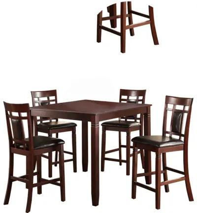 Swish Cashew Wood 5 Pieces Counter Height Dining Set In Brown-Benzara