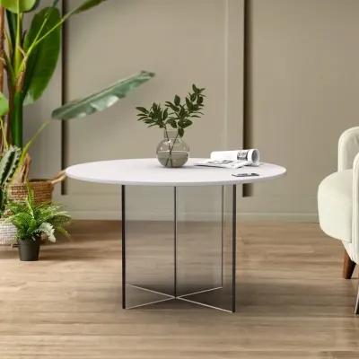 LeisureMod Valore Collection Acrylic Coffe Table With White Top