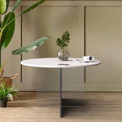 LeisureMod Valore Collection Acrylic Coffe Table With White Top