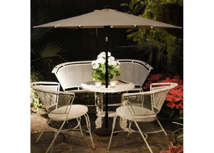 9FT Steel Patio Solar Umbrella LED Patio Market