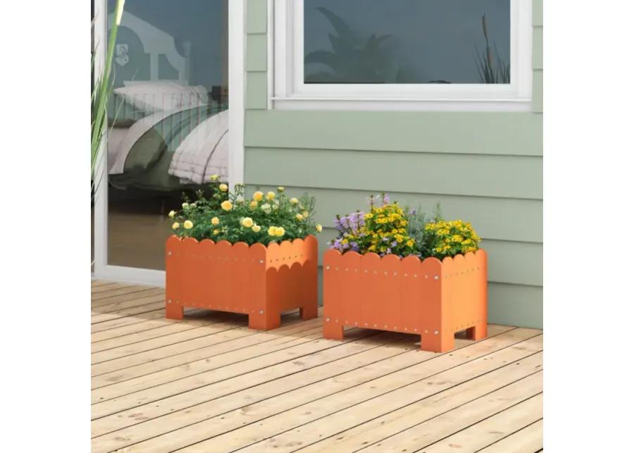 Hivvago 2 Pack Rectangular Planter Box with Drainage Gaps for Front Porch Garden Balcony