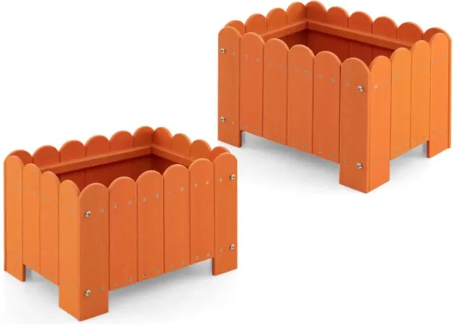 Hivvago 2 Pack Rectangular Planter Box with Drainage Gaps for Front Porch Garden Balcony