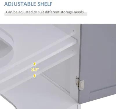 White/Grey Sink Cabinet: U-Shape Under-Sink Bathroom Storage