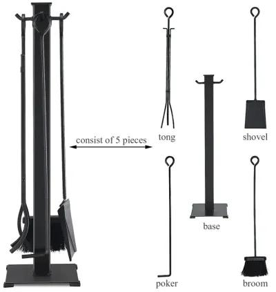 5 Pieces Fireplace Iron Fire Place Tool Set