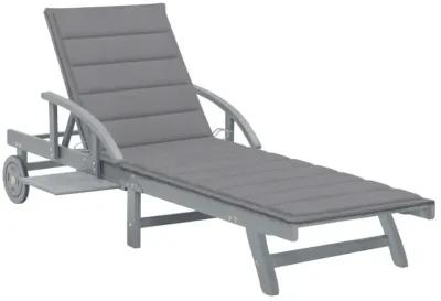 vidaXL Garden Sun Lounger with Cushion Solid Acacia Wood