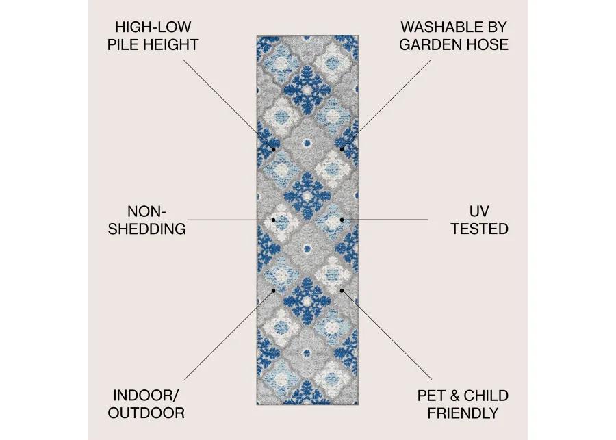 Cassis Ornate Ogee Trellis High-Low Indoor/Outdoor Area Rug