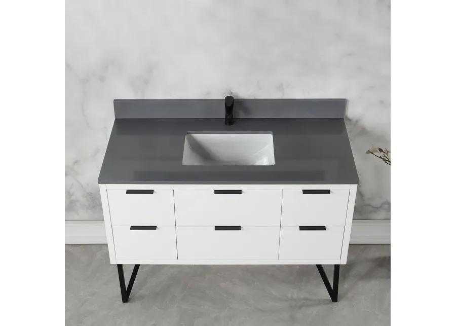 Altair 48 Single Bathroom Vanity in White without Mirror