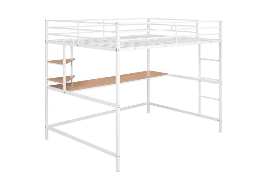 Full Metal Loft Bed With Desk And Shelve