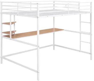 Full Metal Loft Bed With Desk And Shelve