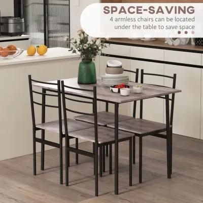 5-Piece Space-Saving Dining Set: Table with 4 Chairs