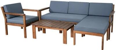 Merax 3 Pieces Outdoor Patio Set with L Shaped Couch